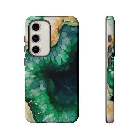 Green Geode in Watercolor - Impact Resistant Phone Case Samsung Galaxy S23 Glossy